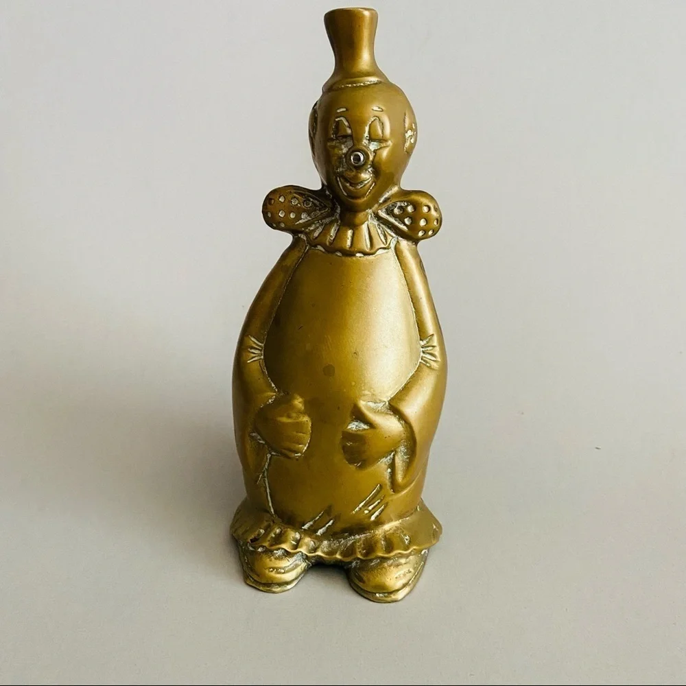 Vintage Brass Clown Piggy Bank.
